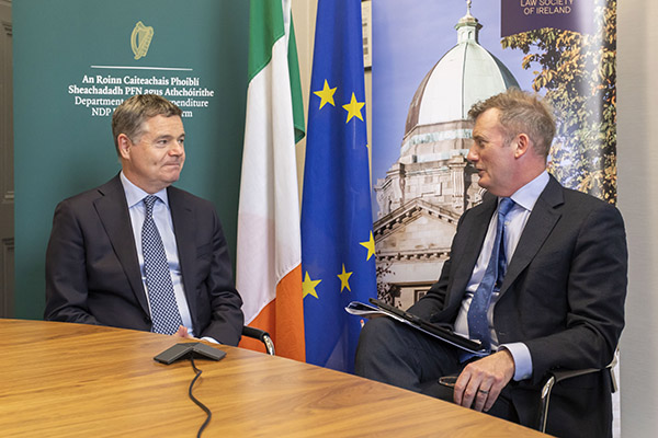 Law Society Director General Mark Garrett in conversation with Finance Minister Paschal Donohue