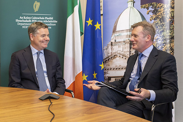 Law Society Director General Mark Garrett in conversation with Finance Minister Paschal Donohue