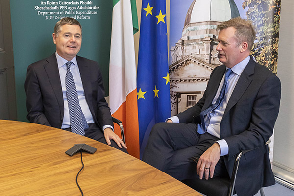 Law Society Director General Mark Garrett in conversation with Finance Minister Paschal Donohue