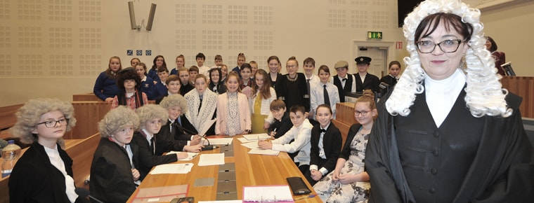 Sixth class children staged a mock trial at Trim Court