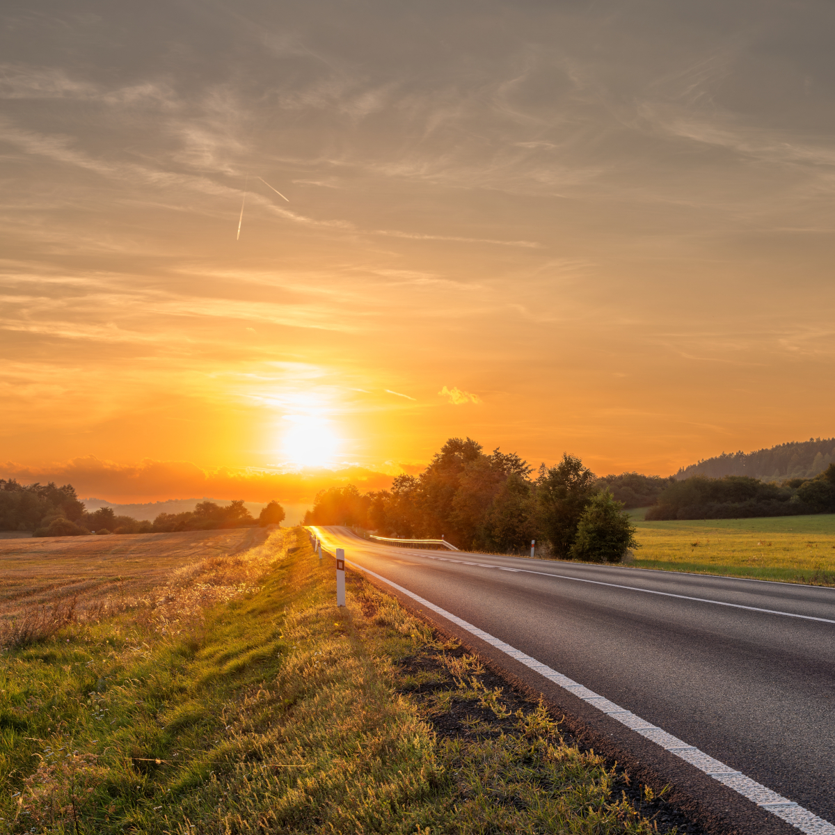 sunset on an evening road