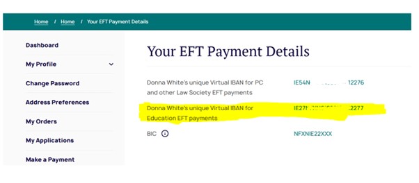 Screenshot of Virtual IBAN Details