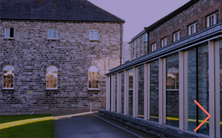 Front lawn and front of Education building at Blackhall Place