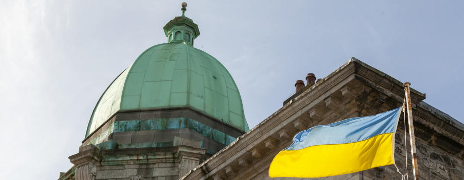 The Ukrainian flag at Blackhall Place